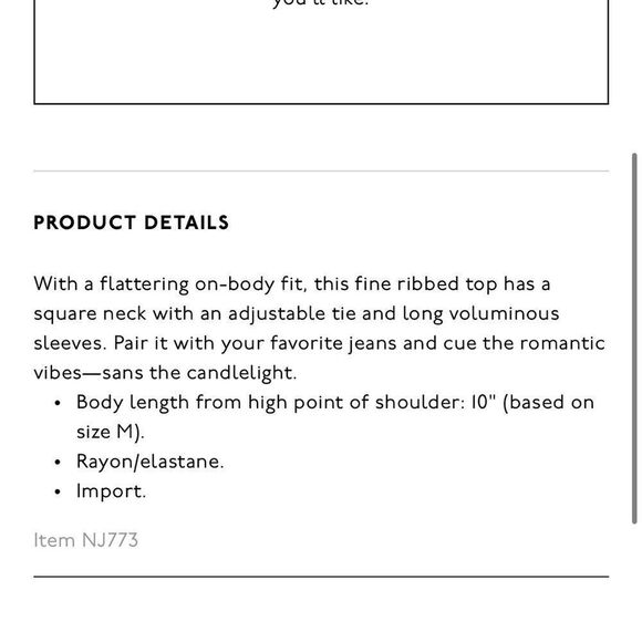 Madewell *BLACK* Ribbed Square-Neck Long-Sleeve Top - Picture 3 of 8